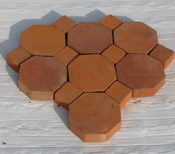 Octagon Terracotta Floor Tiles 8x8x1"