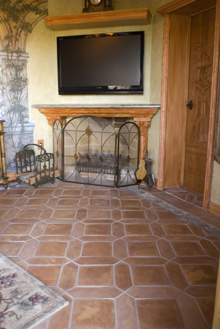 Picket and Square Clay Floor Tiles