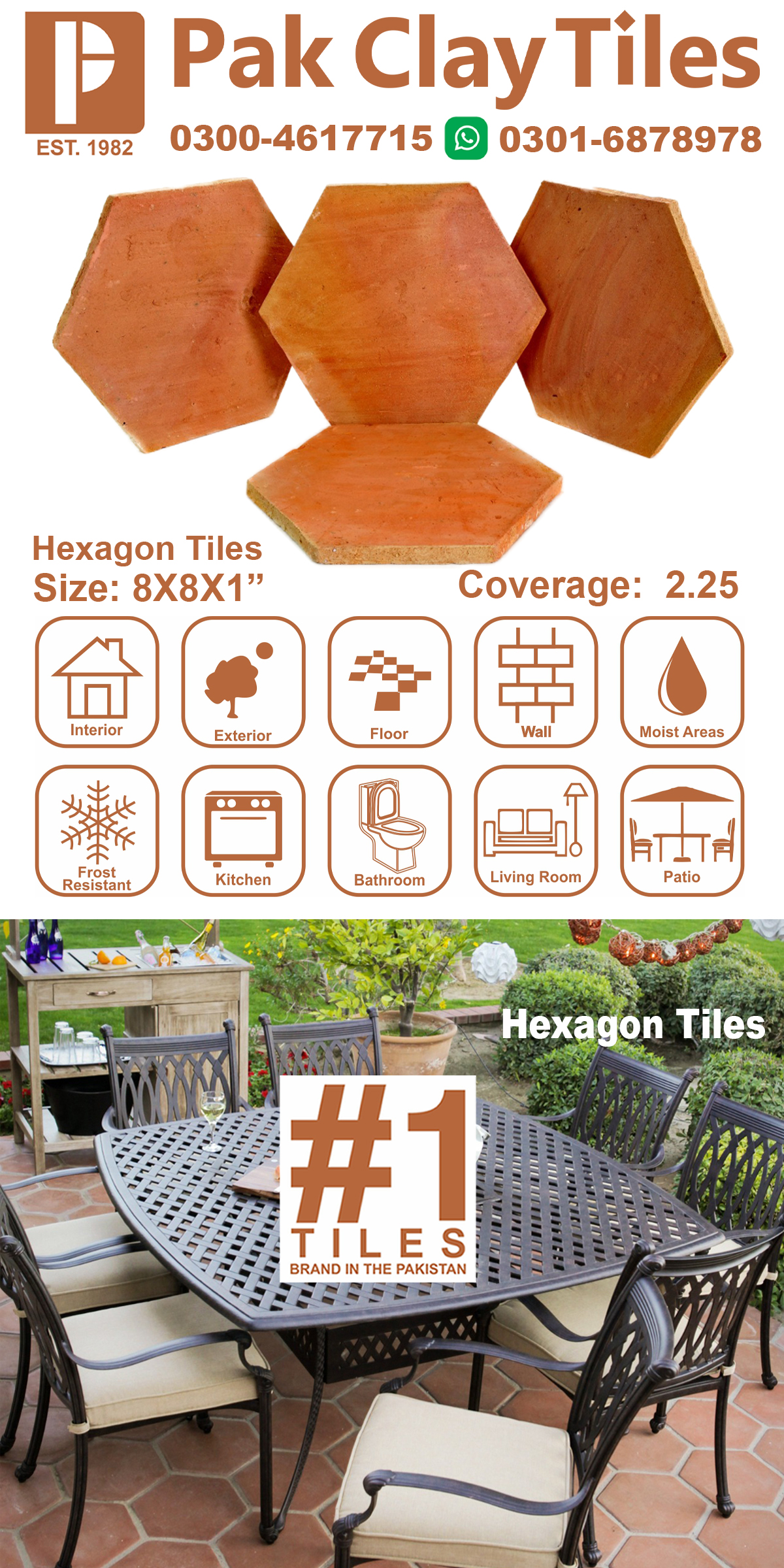 Hexagon Terracotta Floor Tiles