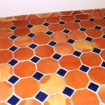 Octagon clay floor tiles and blue mosaic with skirting Islamabad